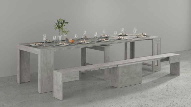Panca grigia allungabile 290x25x45h cm - Yutu
