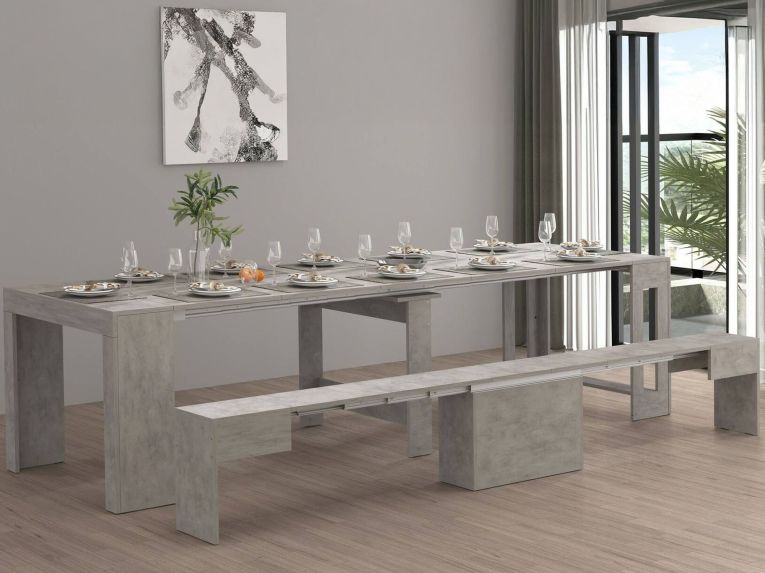 Panca grigia allungabile 290x25x45h cm - Yutu