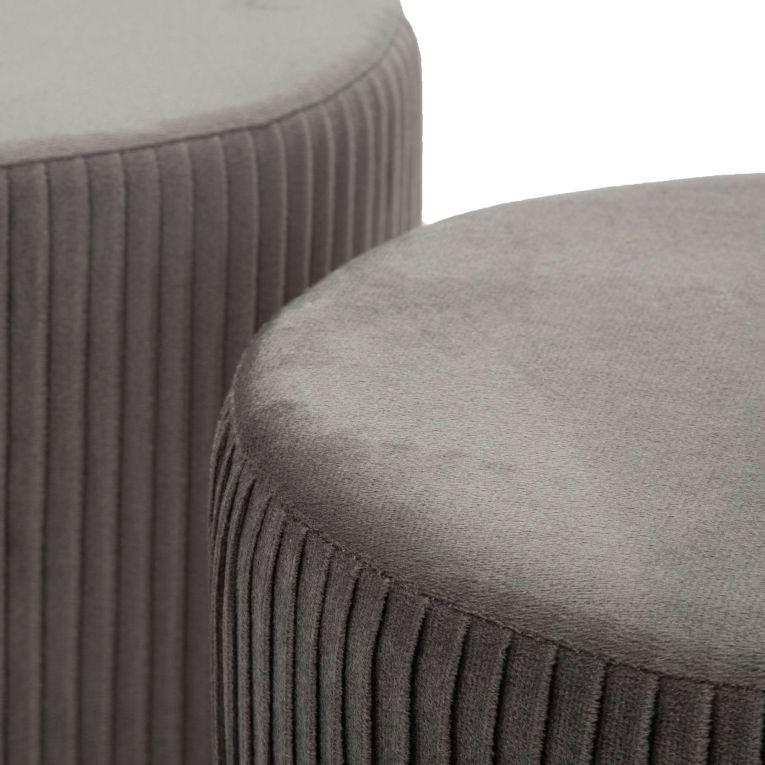 Panca Grigio Scuro oro con due Sgabelli, Panca Contenitore Materiale Struttura in Metallo 80x37x42h cm, Colore Seduta Grigio - Soroti