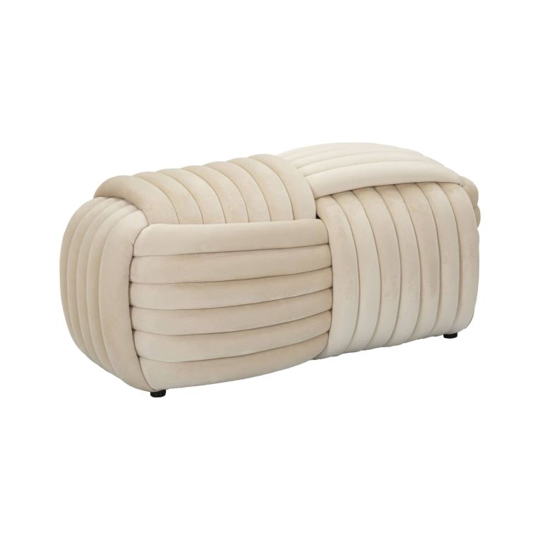 Panca Marokopa, Panchina multiuso, Seduta per ospiti, Cassapanca multifunzione, 90x45 h45 cm, Crema