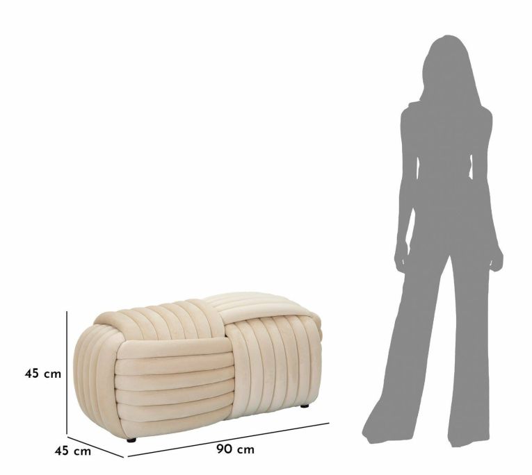 Panca Marokopa, Panchina multiuso, Seduta per ospiti, Cassapanca multifunzione, 90x45 h45 cm, Crema