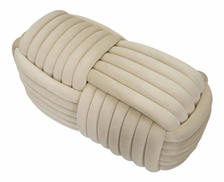 Panca Marokopa, Panchina multiuso, Seduta per ospiti, Cassapanca multifunzione, 90x45 h45 cm, Crema