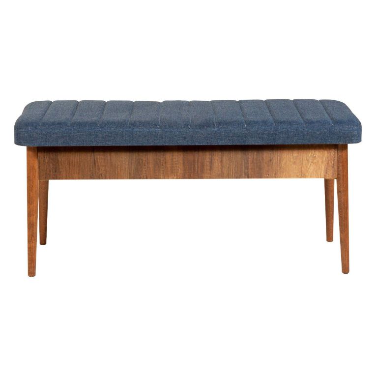 Panca Marrone Noce blu Peso Supportato 130 kg Colore Struttura blu 110x40x48h cm, Altezza Seduta 48 cm - Arielli