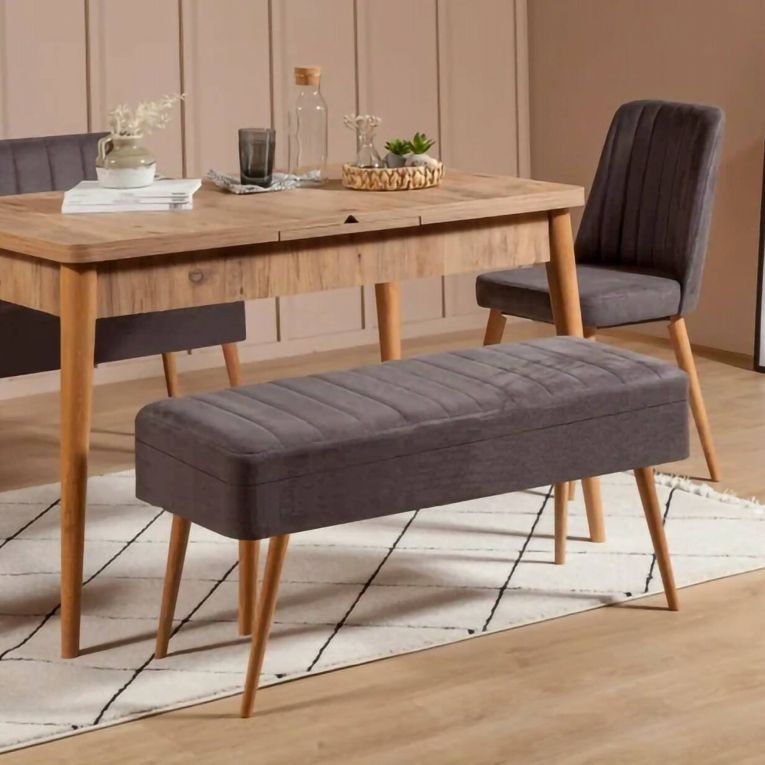 Panca Marrone Noce Nero Antracite Peso Supportato 130 kg Colore Struttura Nero 105x40x49h cm, Altezza Seduta 40 cm - Falcon