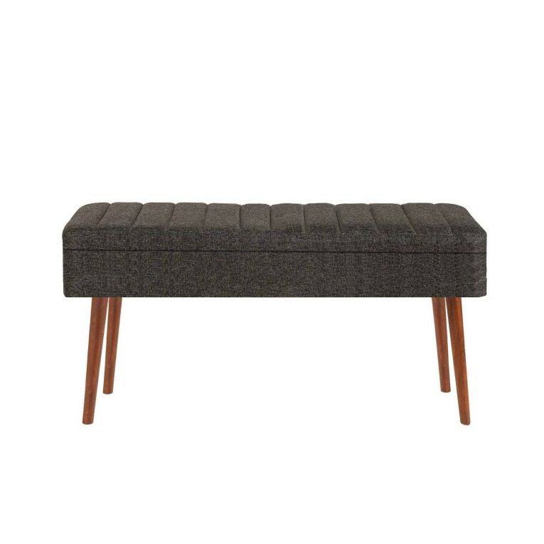 Panca Marrone Noce Nero Antracite Peso Supportato 130 kg Colore Struttura Nero 105x40x49h cm, Altezza Seduta 40 cm - Falcon