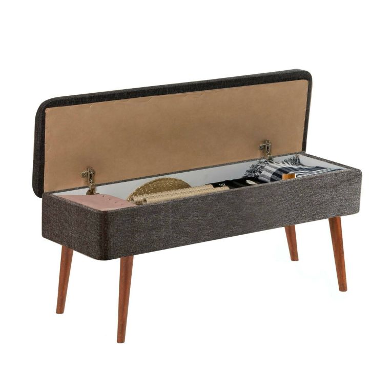 Panca Marrone Noce Nero Antracite Peso Supportato 130 kg Colore Struttura Nero 105x40x49h cm, Altezza Seduta 40 cm - Falcon