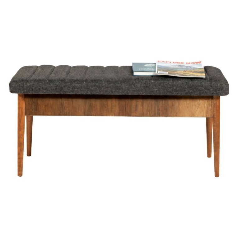 Panca Marrone Noce Nero Antracite Peso Supportato 130 kg Colore Struttura Nero 110x40x48h cm, Altezza Seduta 48 cm - Arielli