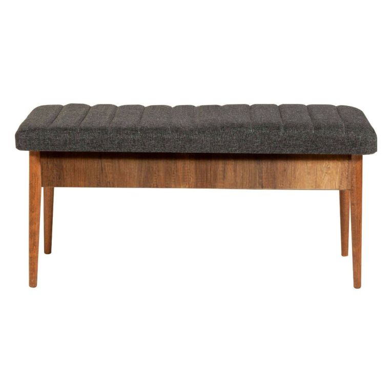 Panca Marrone Noce Nero Antracite Peso Supportato 130 kg Colore Struttura Nero 110x40x48h cm, Altezza Seduta 48 cm - Arielli