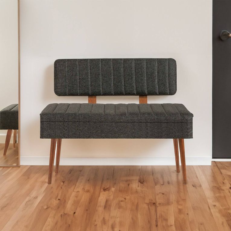 Panca Marrone Noce Nero Antracite Peso Supportato 150 kg Colore Struttura Nero 105x40x85h cm, Altezza Seduta 40 cm - Barthelemy