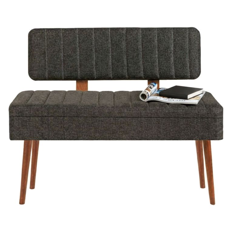 Panca Marrone Noce Nero Antracite Peso Supportato 150 kg Colore Struttura Nero 105x40x85h cm, Altezza Seduta 40 cm - Barthelemy