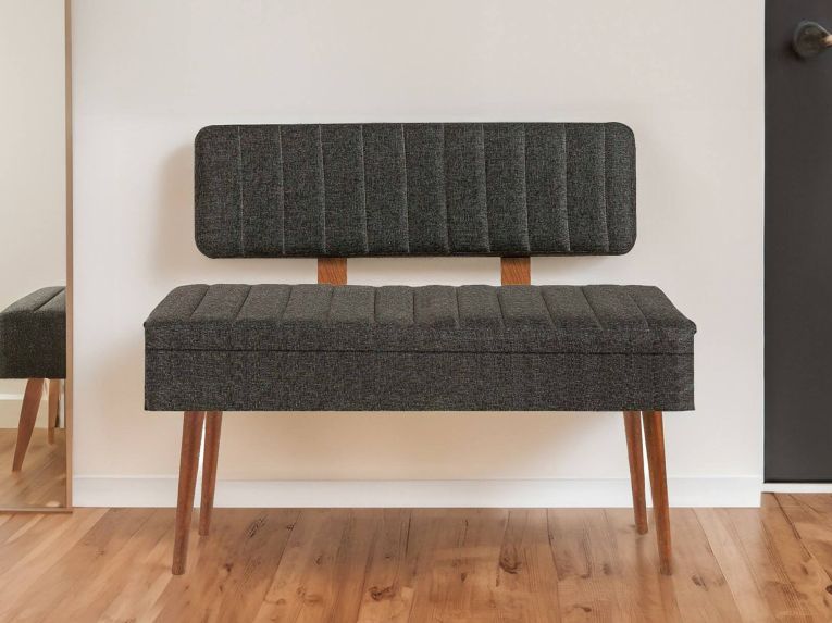 Panca Marrone Noce Nero Antracite Peso Supportato 150 kg Colore Struttura Nero 105x40x85h cm, Altezza Seduta 40 cm - Barthelemy
