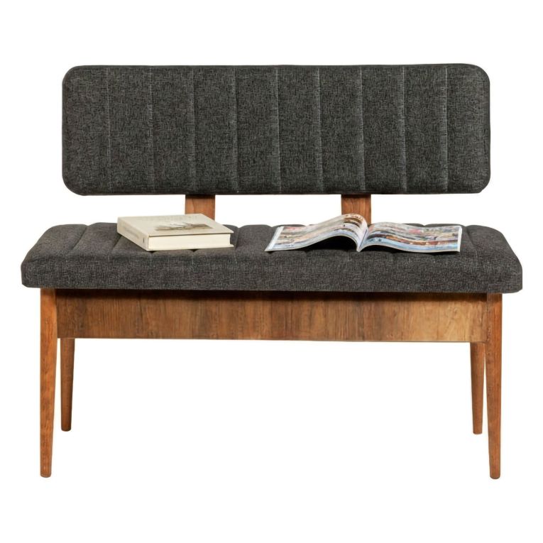 Panca Marrone Noce Nero Antracite Peso Supportato 150 kg Colore Struttura Nero 110x40x85h cm, Altezza Seduta 48 cm - Salento