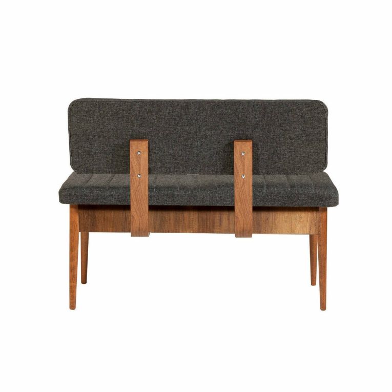 Panca Marrone Noce Nero Antracite Peso Supportato 150 kg Colore Struttura Nero 110x40x85h cm, Altezza Seduta 48 cm - Salento