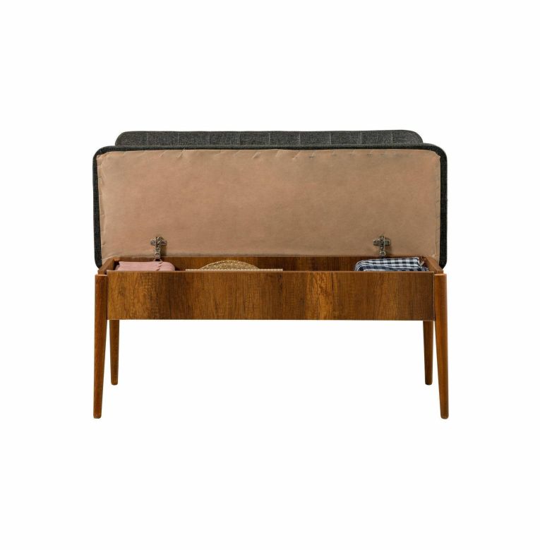 Panca Marrone Noce Nero Antracite Peso Supportato 150 kg Colore Struttura Nero 110x40x85h cm, Altezza Seduta 48 cm - Salento