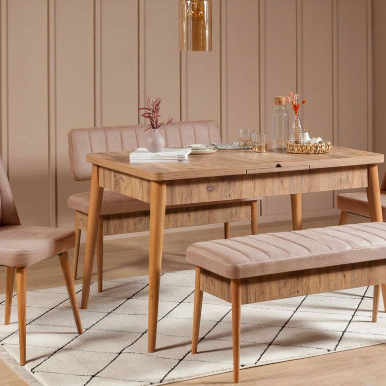 Panca Marrone Quercia Rosa Peso Supportato 150 kg Colore Struttura Rosa 110x40x85h cm, Altezza Seduta 51 cm - Salento