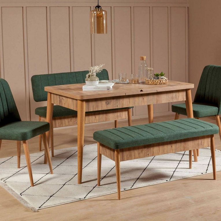 Panca Marrone Quercia Verde Peso Supportato 150 kg Colore Struttura Verde 110x40x85h cm, Altezza Seduta 48 cm - Salento