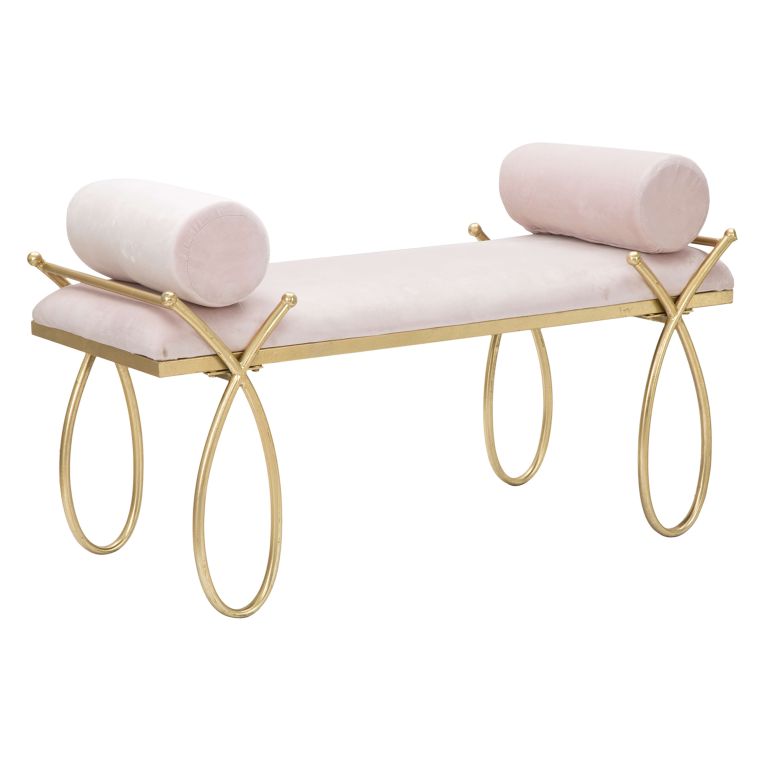 Panca oro Rosa con 2 Cuscini Materiale Struttura in Tessuto 113x49x53h cm, Colore Seduta Rosa - Ennist