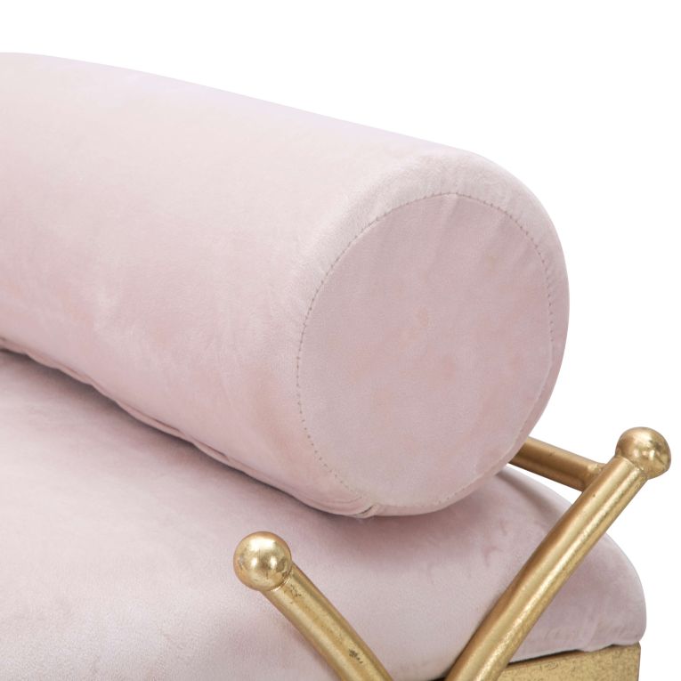 Panca oro Rosa con 2 Cuscini Materiale Struttura in Tessuto 113x49x53h cm, Colore Seduta Rosa - Ennist