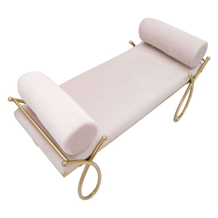 Panca oro Rosa con 2 Cuscini Materiale Struttura in Tessuto 113x49x53h cm, Colore Seduta Rosa - Ennist