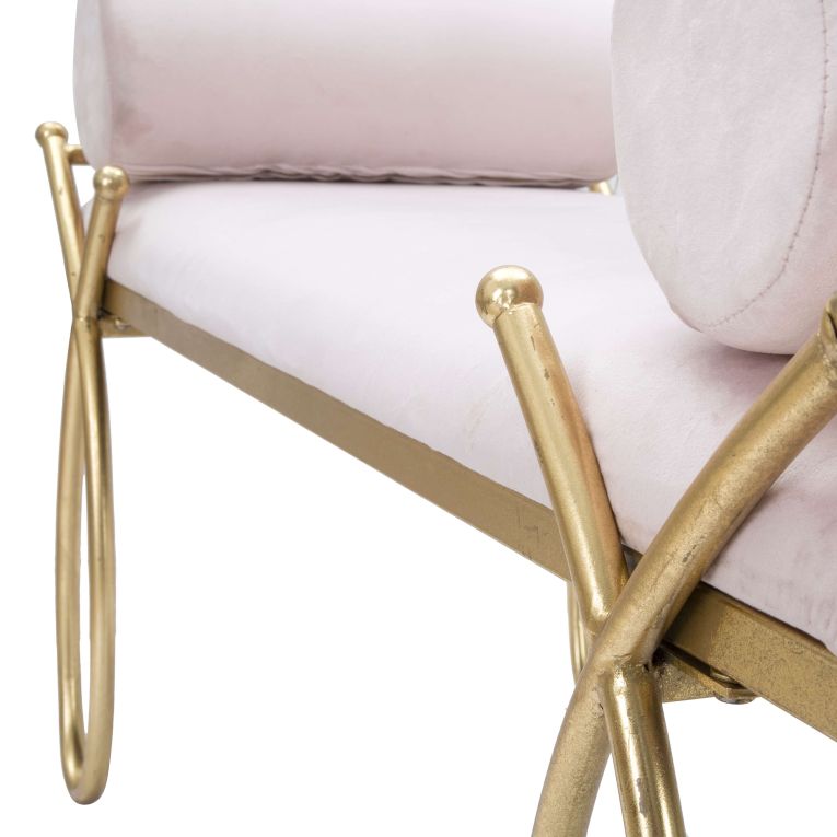 Panca oro Rosa con 2 Cuscini Materiale Struttura in Tessuto 113x49x53h cm, Colore Seduta Rosa - Ennist