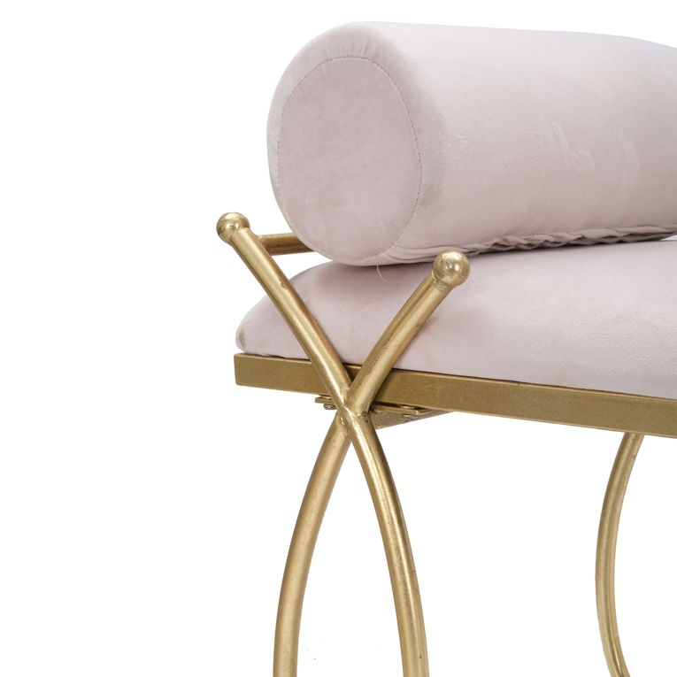 Panca oro Rosa con 2 Cuscini Materiale Struttura in Tessuto 113x49x53h cm, Colore Seduta Rosa - Ennist