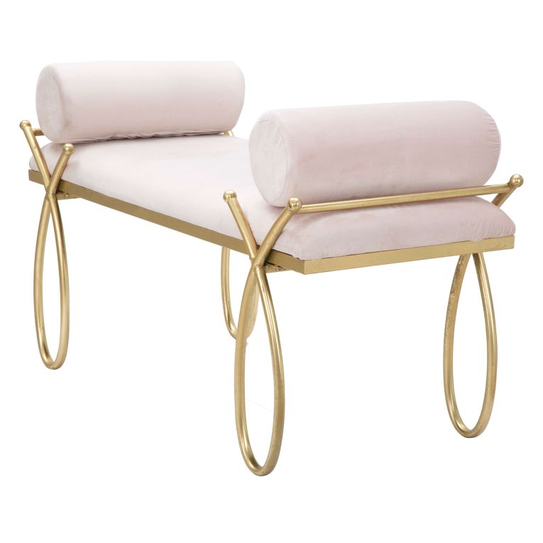 Panca oro Rosa con 2 Cuscini Materiale Struttura in Tessuto 113x49x53h cm, Colore Seduta Rosa - Ennist
