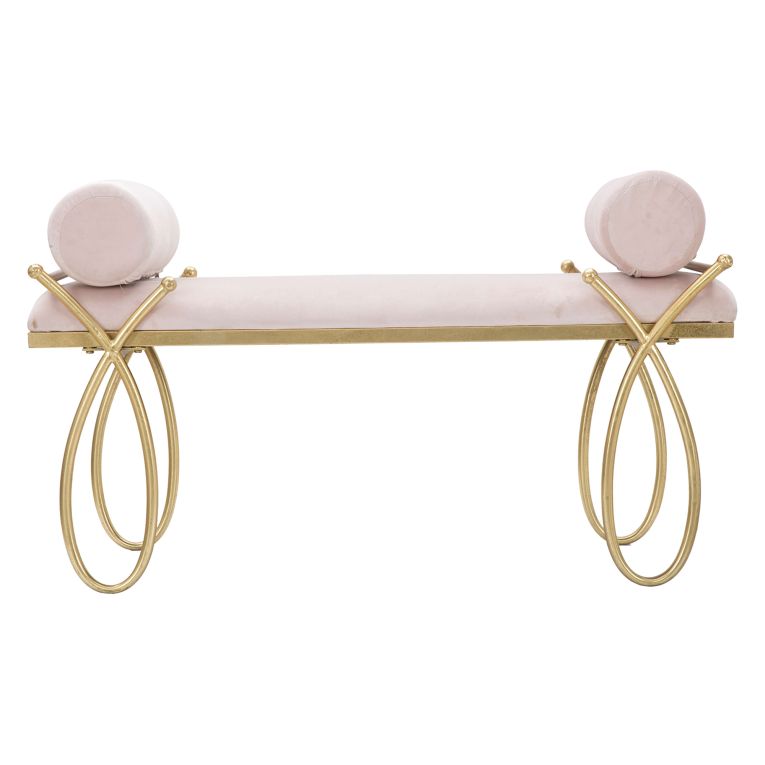 Panca oro Rosa con 2 Cuscini Materiale Struttura in Tessuto 113x49x53h cm, Colore Seduta Rosa - Ennist