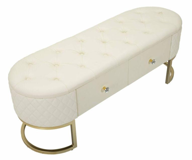 Panca shabby bianca e oro 120x40x43h cm - Golfo