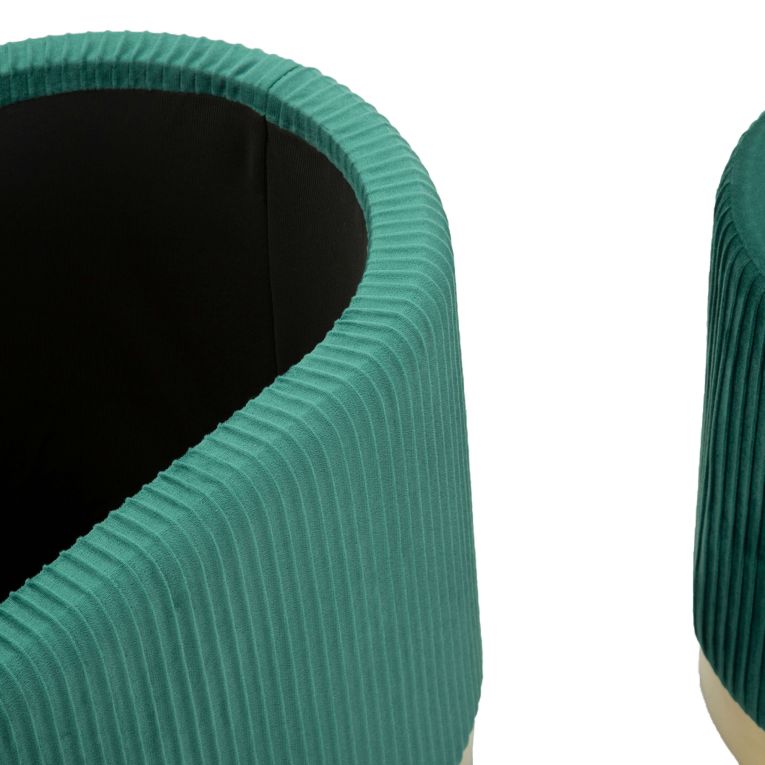 Panca Verde oro con due Sgabelli, Panca Contenitore Materiale Struttura in Metallo 80x37x42h cm, Colore Seduta Verde - Soroti