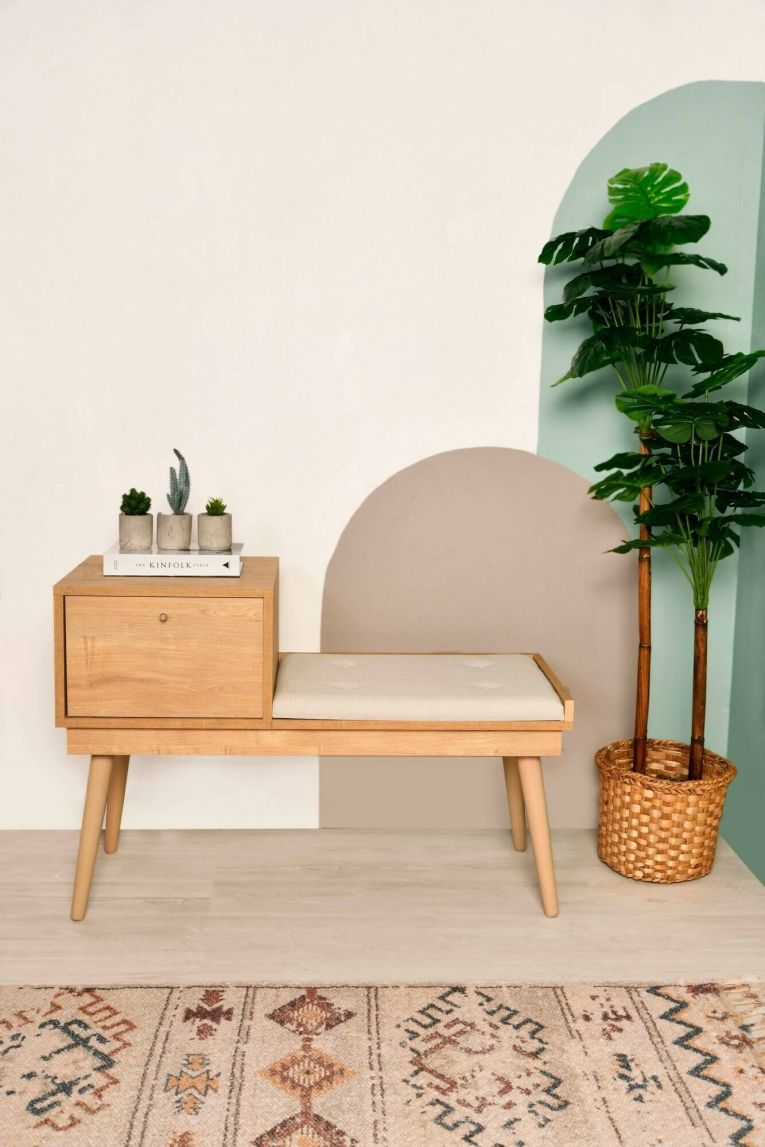 Panchetta decorativa quercia e crema 40x105x45h cm - Asolo