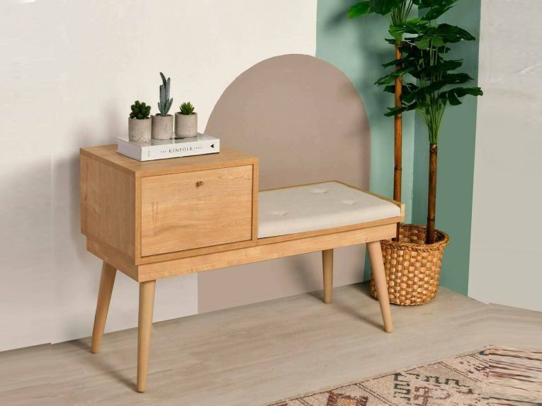 Panchetta decorativa quercia e crema 40x105x45h cm - Asolo