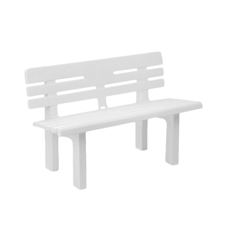 Panchina da esterno Marinella, Panca monoblocco da giardino, Panchina outdoor, 100% Made in Italy, 110x52h71 cm, Bianco