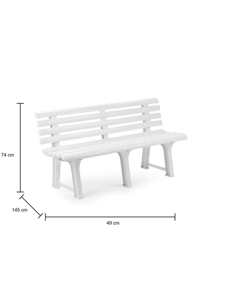 Panchina da esterno Pomezia, Panca monoblocco da giardino, Panchina outdoor, 100% Made in Italy, 145x49h74 cm, Bianco
