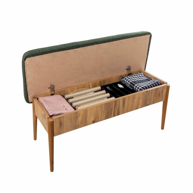 Panchina da esterno Situla, Panca da giardino, Seduta outdoor multi posizione, Sedia in plastica da balcone, 110x40 h85 cm, Quercia e Verde