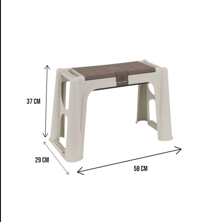 Panchina da esterno Ypres, Panchina da giardino, Panca porta utensili, Panca multiuso, 100% Made in Italy, 58x29h37 cm, Beige e Marrone