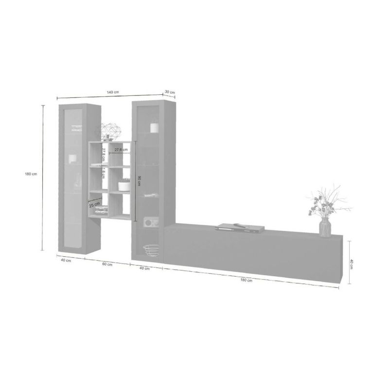Parete attrezzata 3 ante 320cm antracite - Lome