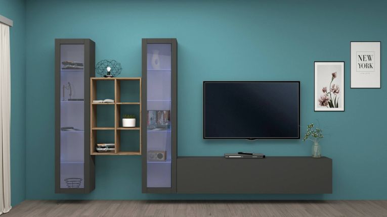 Parete attrezzata 3 ante 320cm antracite - Lome