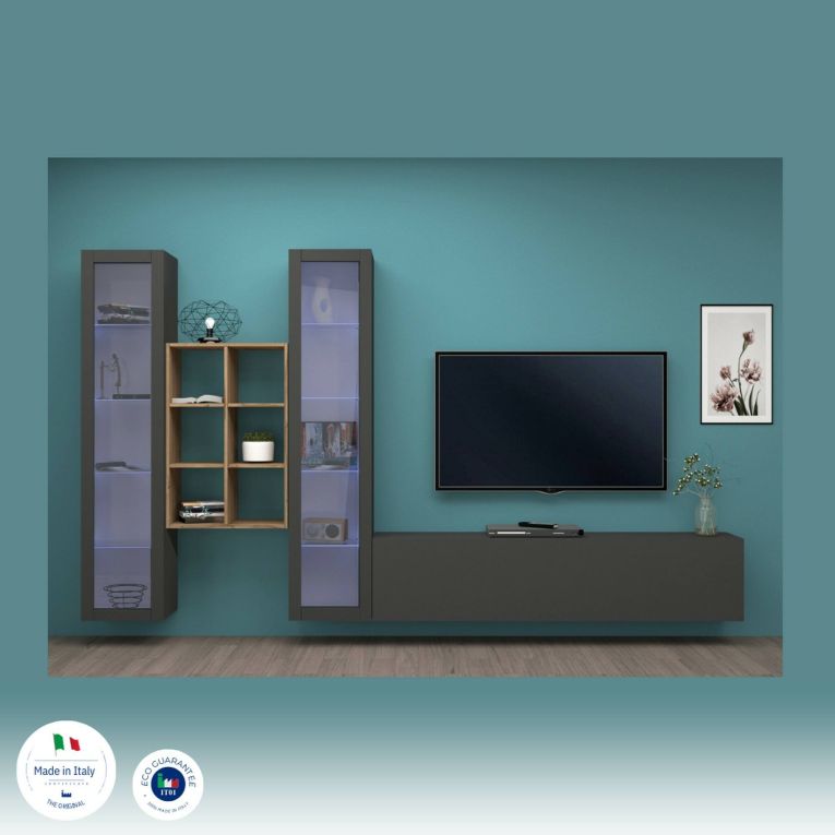 Parete attrezzata 3 ante 320cm antracite - Lome