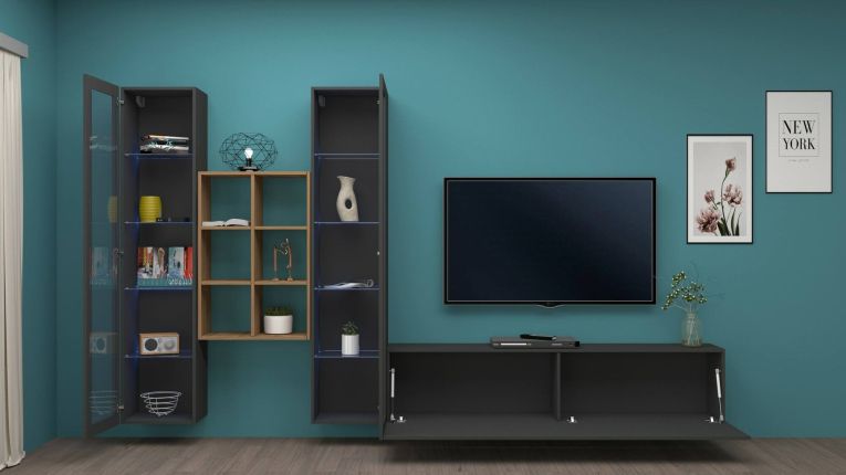 Parete attrezzata 3 ante 320cm antracite - Lome
