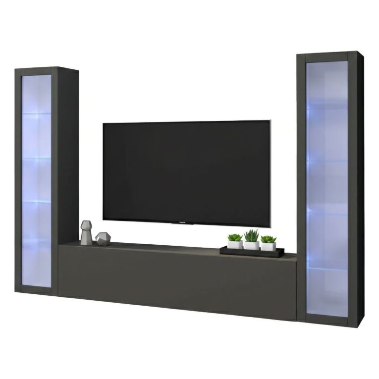Parete attrezzata 9 ripiani 260cm antracite - Leda