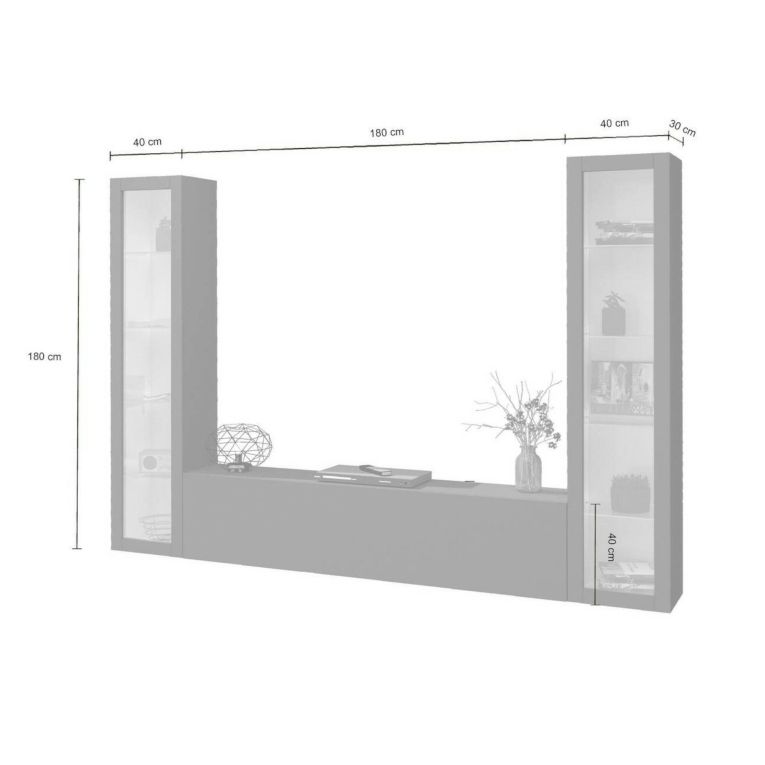 Parete attrezzata 9 ripiani 260cm antracite - Leda