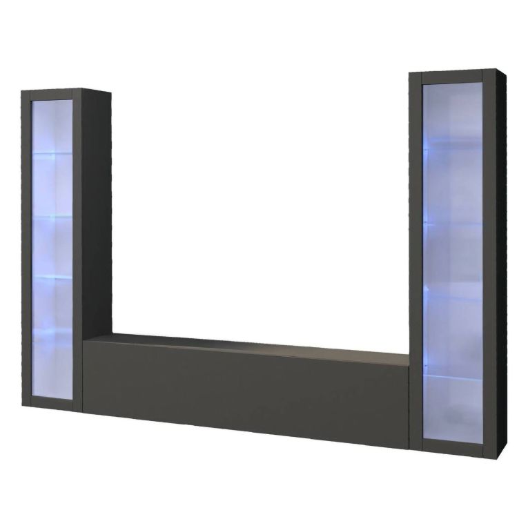 Parete attrezzata 9 ripiani 260cm antracite - Leda