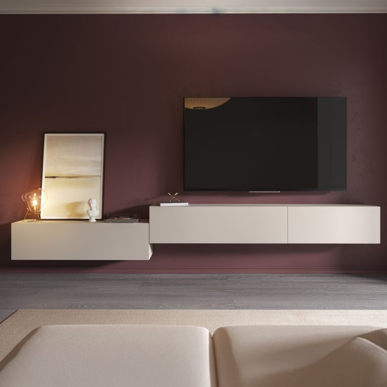 Parete Attrezzata Beige Modulabile 3 Ripiani, Apertura Battente - Gavala