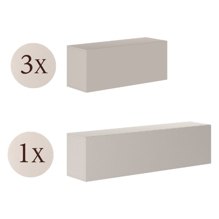 Parete Attrezzata Beige Modulabile 4 Ripiani, Apertura Battente - Gatafa