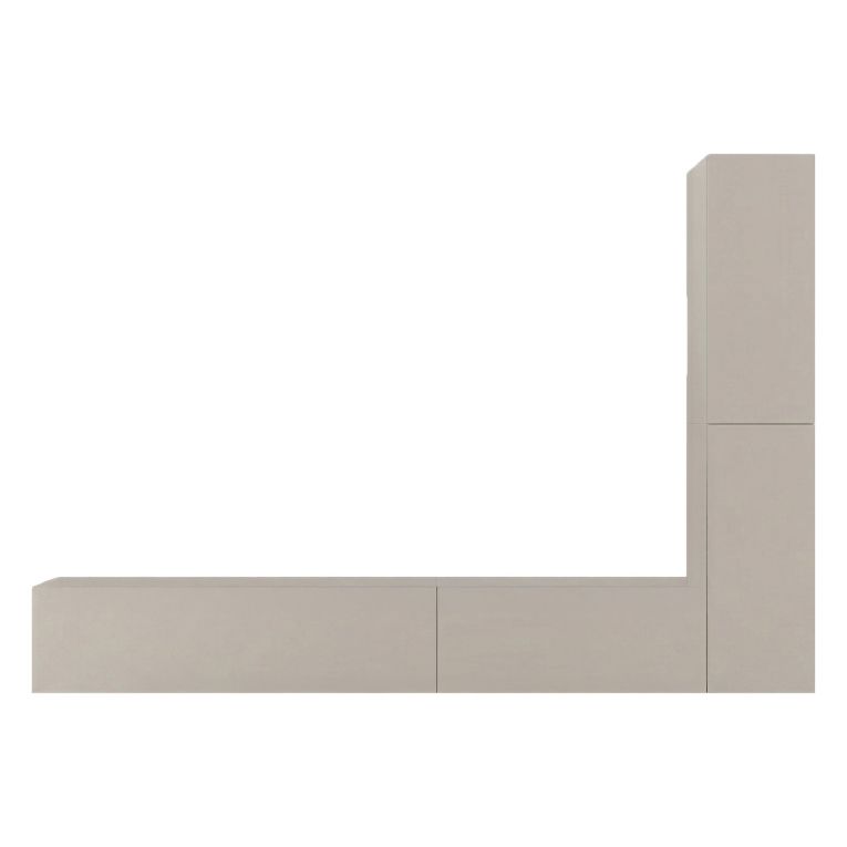Parete Attrezzata Beige Modulabile 4 Ripiani, Apertura Battente - Gatafa