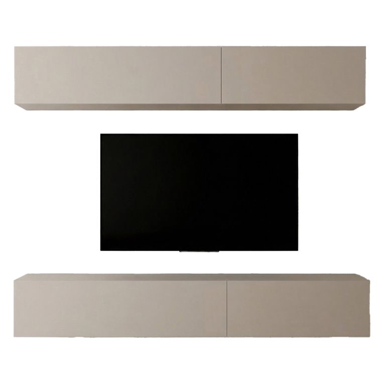 Parete Attrezzata Beige Modulabile 4 Ripiani, Apertura Battente - Suisio