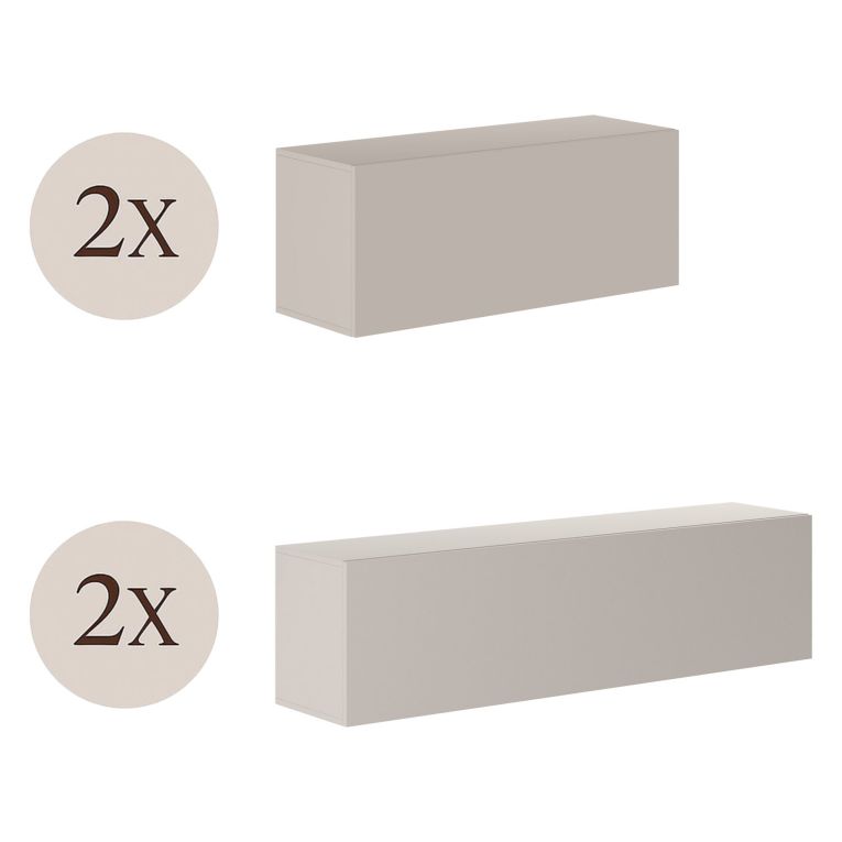 Parete Attrezzata Beige Modulabile 4 Ripiani, Apertura Battente - Suisio