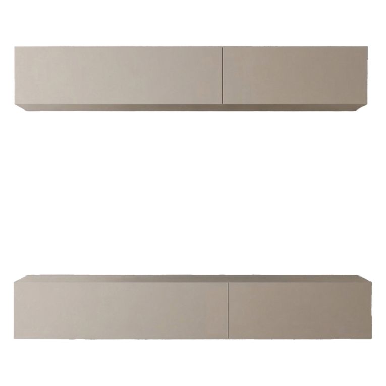 Parete Attrezzata Beige Modulabile 4 Ripiani, Apertura Battente - Suisio