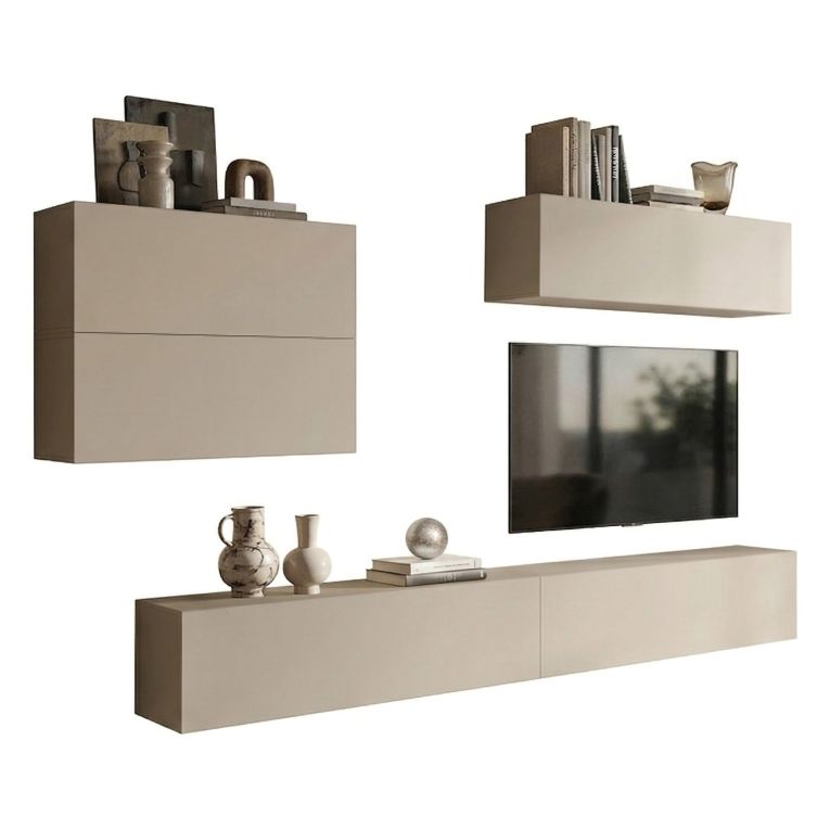 Parete Attrezzata Beige Modulabile 5 Ripiani, Apertura Battente - Gate