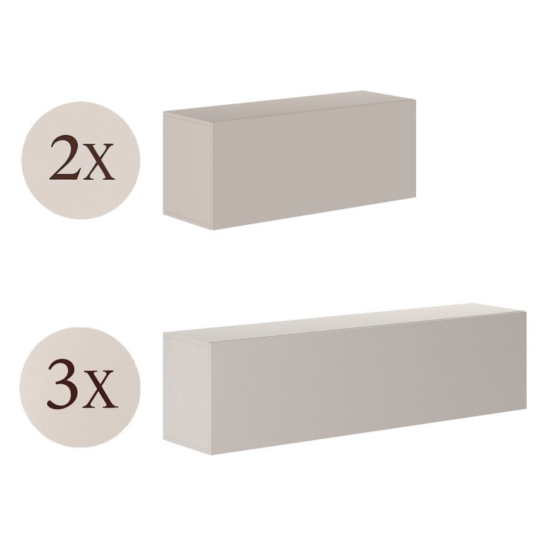 Parete Attrezzata Beige Modulabile 5 Ripiani, Apertura Battente - Gate